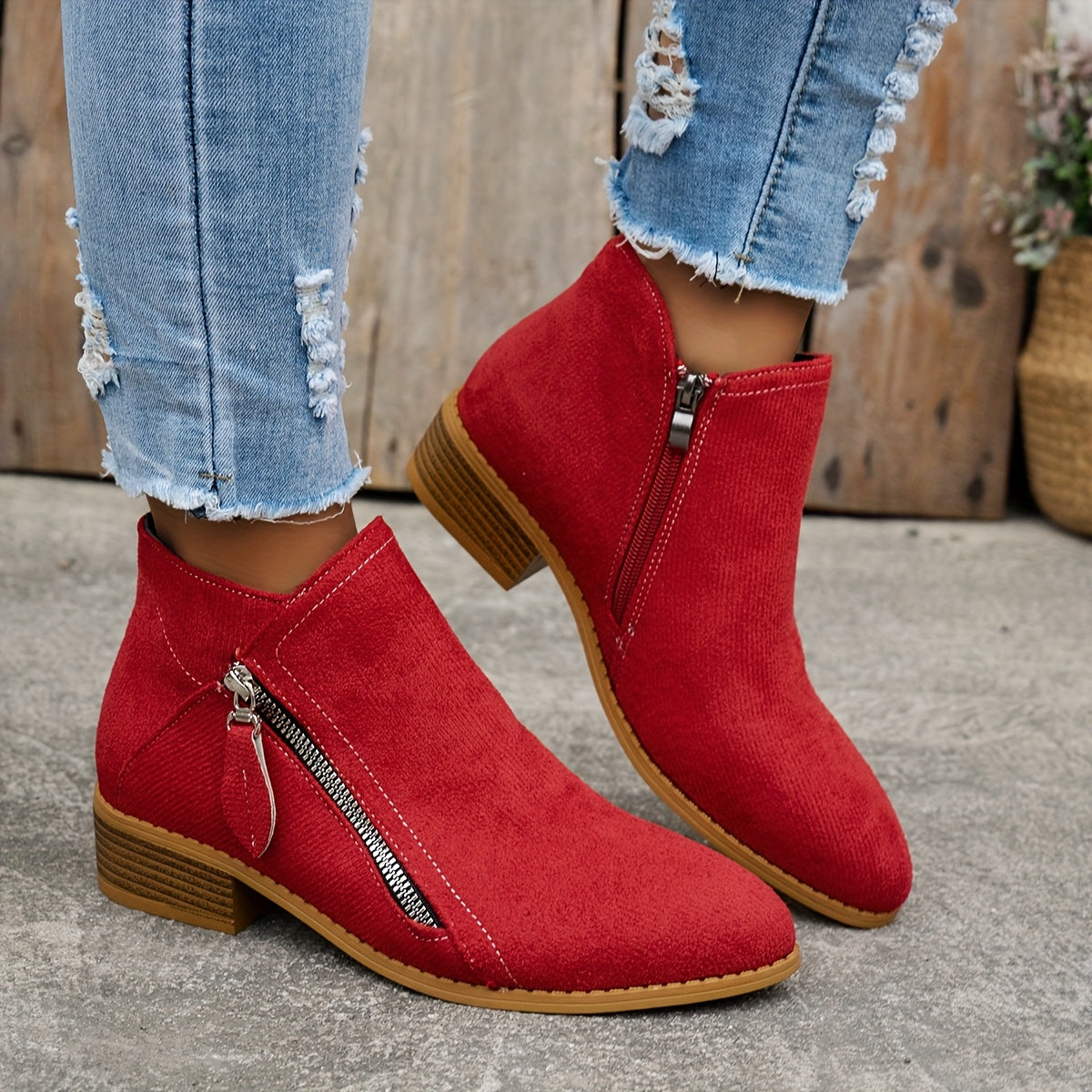 Valentina - Botines Ante Tacón Bajo