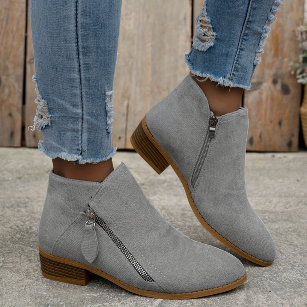 Valentina - Botines Ante Tacón Bajo