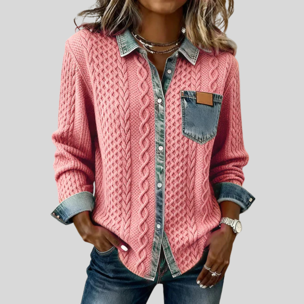 Carolina - Cárdigan Texturizado Denim