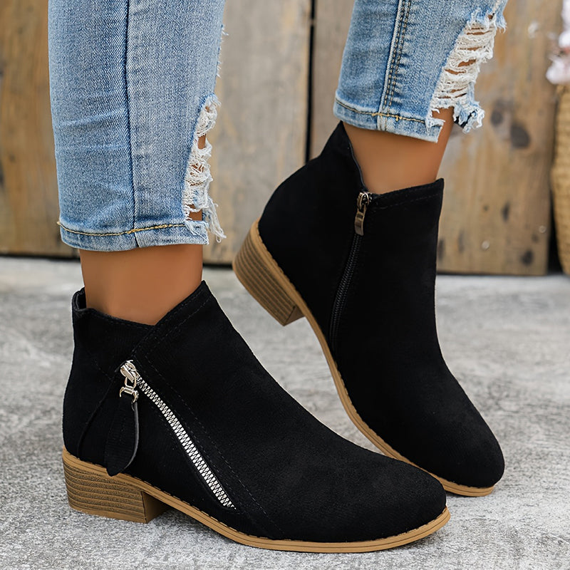 Valentina - Botines Ante Tacón Bajo