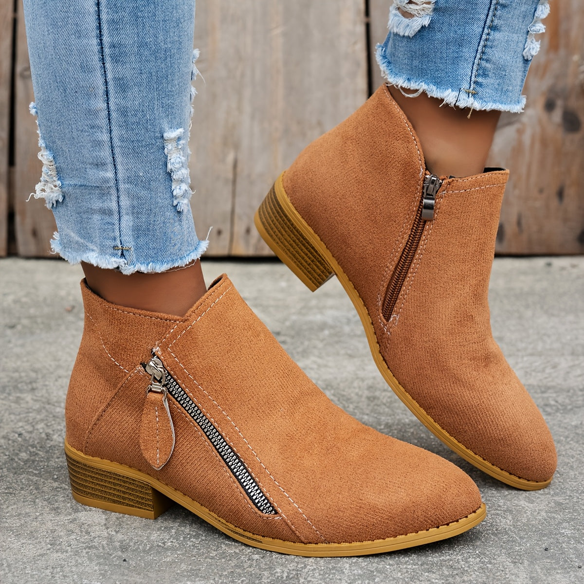 Valentina - Botines Ante Tacón Bajo