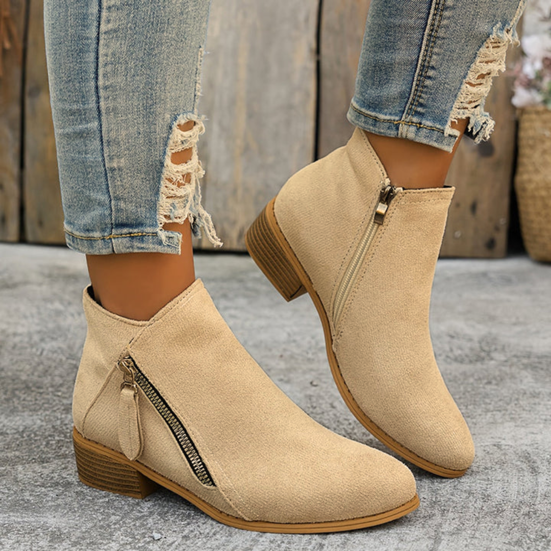 Valentina - Botines Ante Tacón Bajo