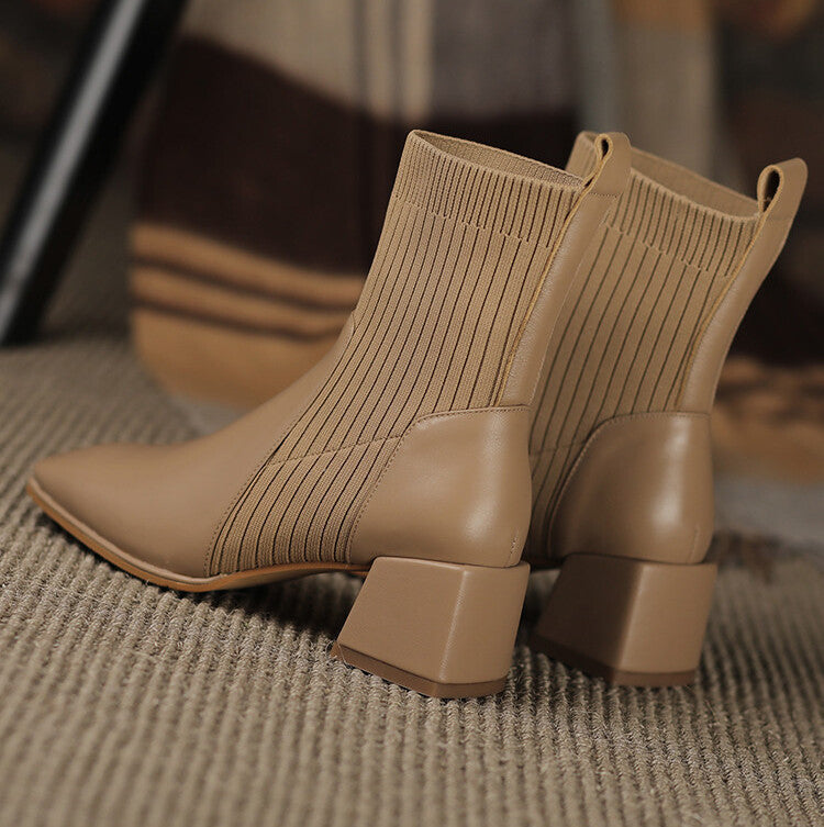 Valeria - Botines Tacón Grueso Elástico