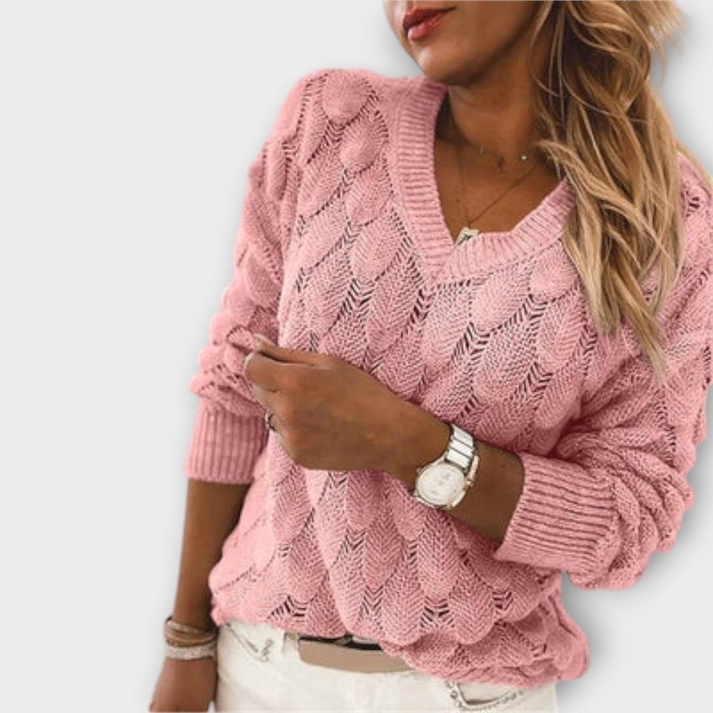 Lucía - Suéter Cuello V Tejido